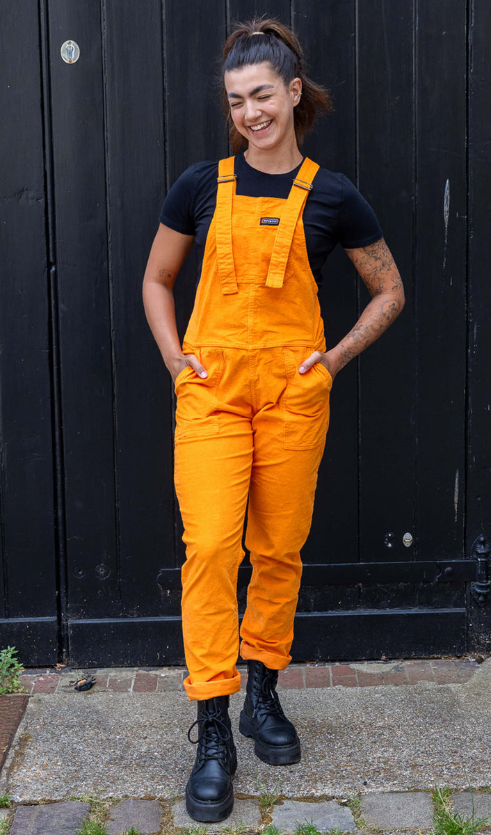 Orange store corduroy overalls