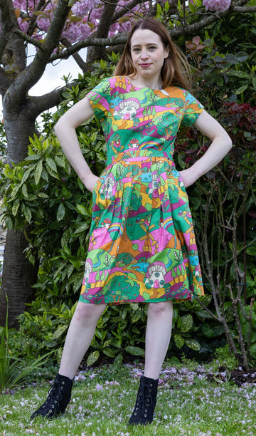 Run & Fly x The Mushroom Babes Hills Stretch Belted Tea Dress with Poc ...