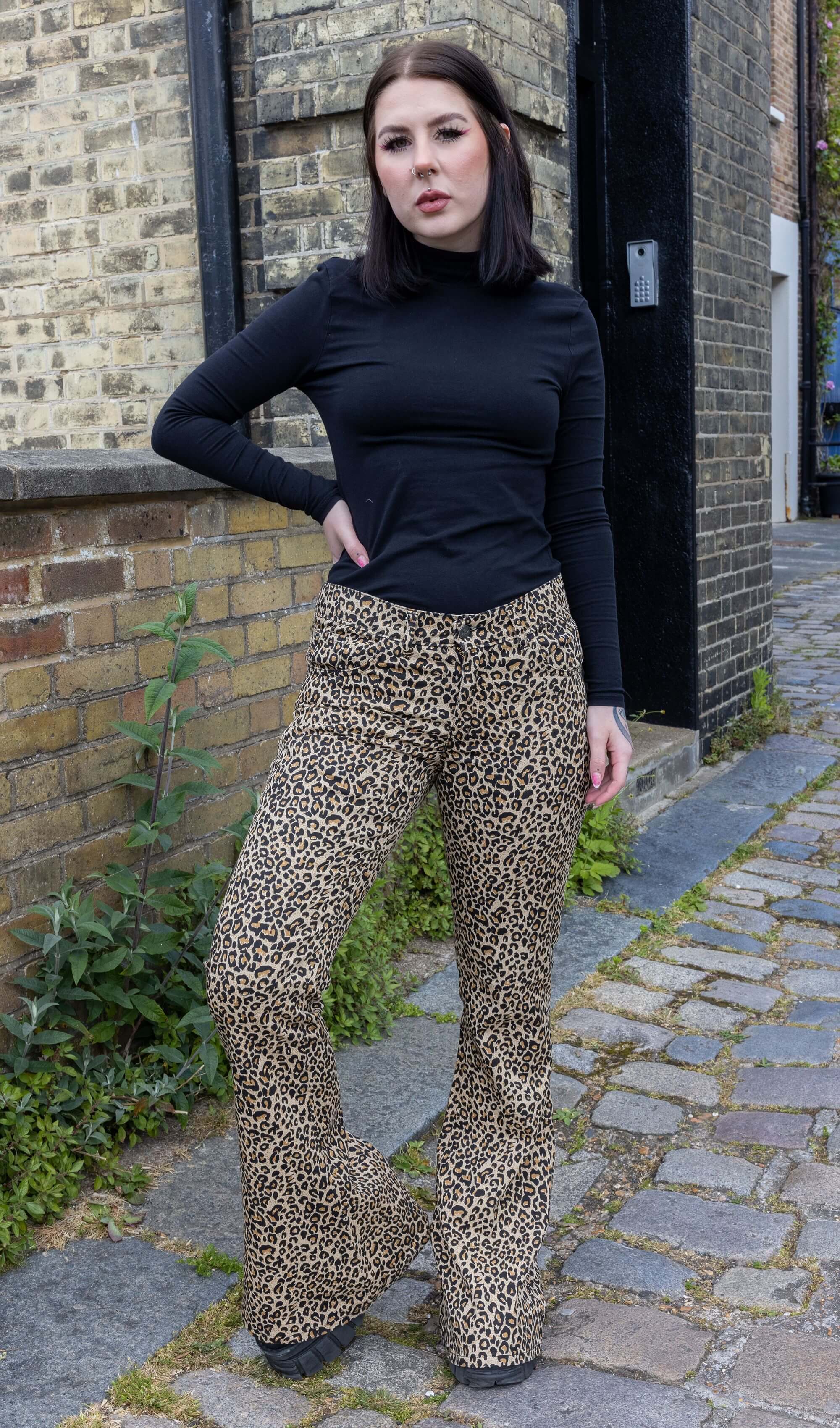 Cheetah print flare pants fashion