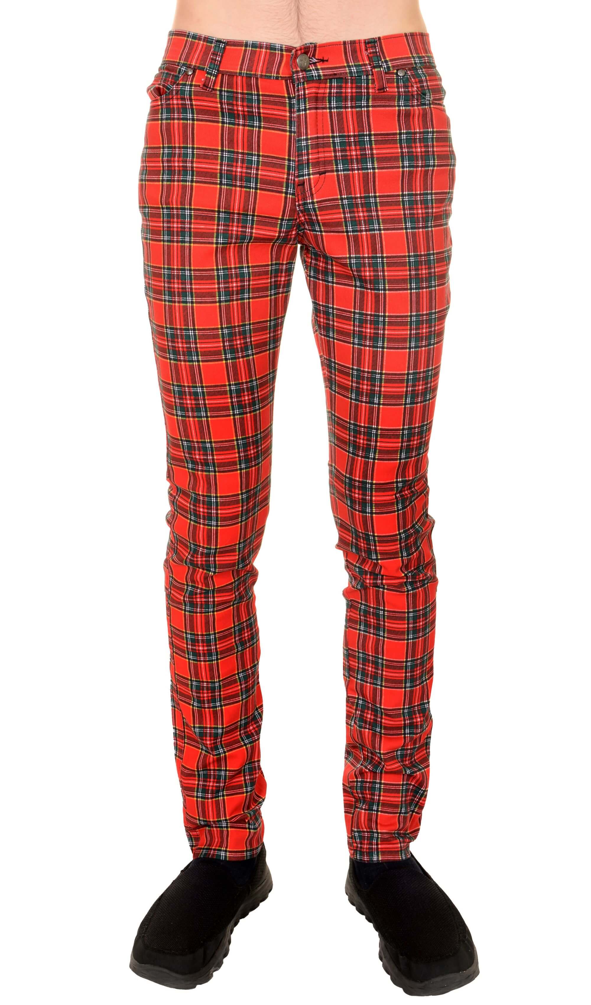 Tartan skinny fashion pants