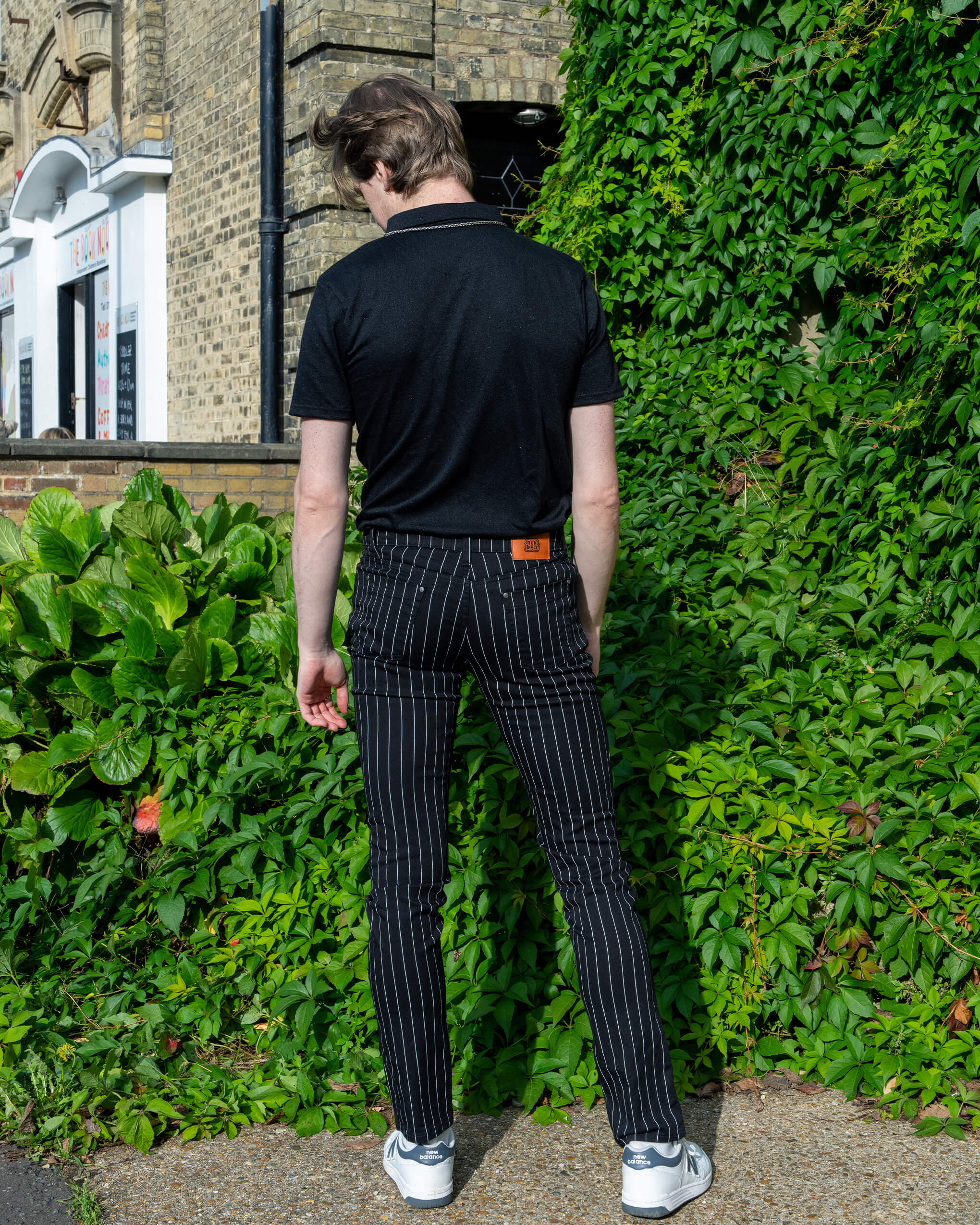 Mens pinstripe skinny trousers online